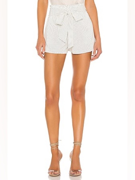 Alice + Olivia Pants - Alice + Olivia Soft White Black Mini Dot High-Waist Tie-Front Shorts NWT